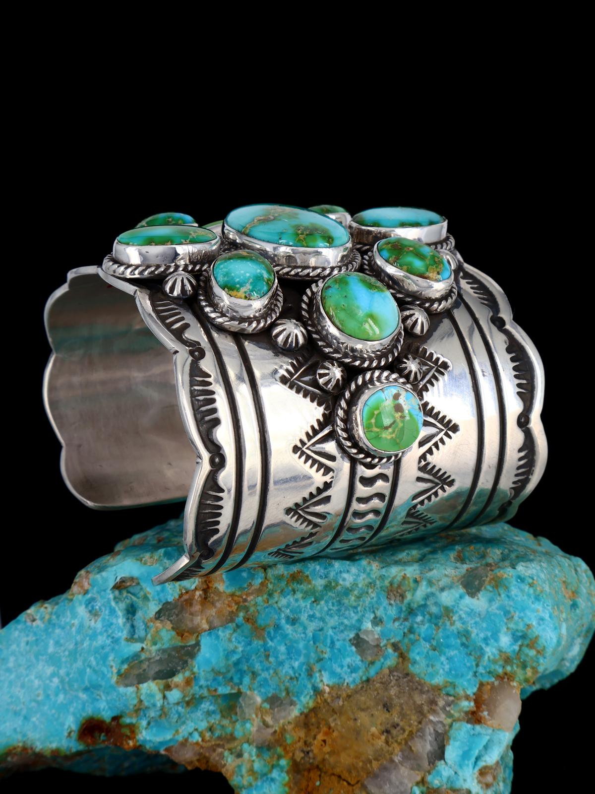 Navajo Sterling Silver Sonoran Gold Turquoise Cuff Bracelet