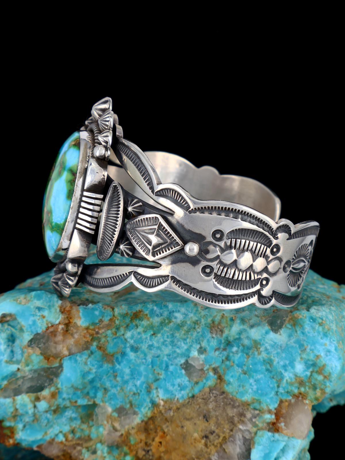 Navajo Jewelry Sterling Silver Sonoran Gold Turquoise Cuff Bracelet