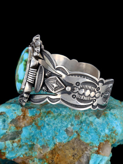 Navajo Jewelry Sterling Silver Sonoran Gold Turquoise Cuff Bracelet