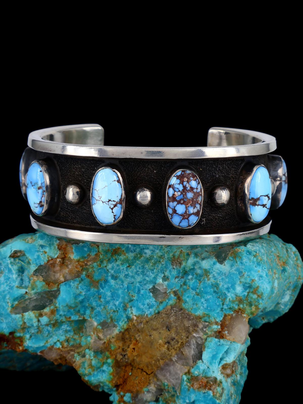Native American Heavy Golden Hill Turquoise Cuff Bracelet