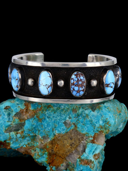 Native American Heavy Golden Hill Turquoise Cuff Bracelet