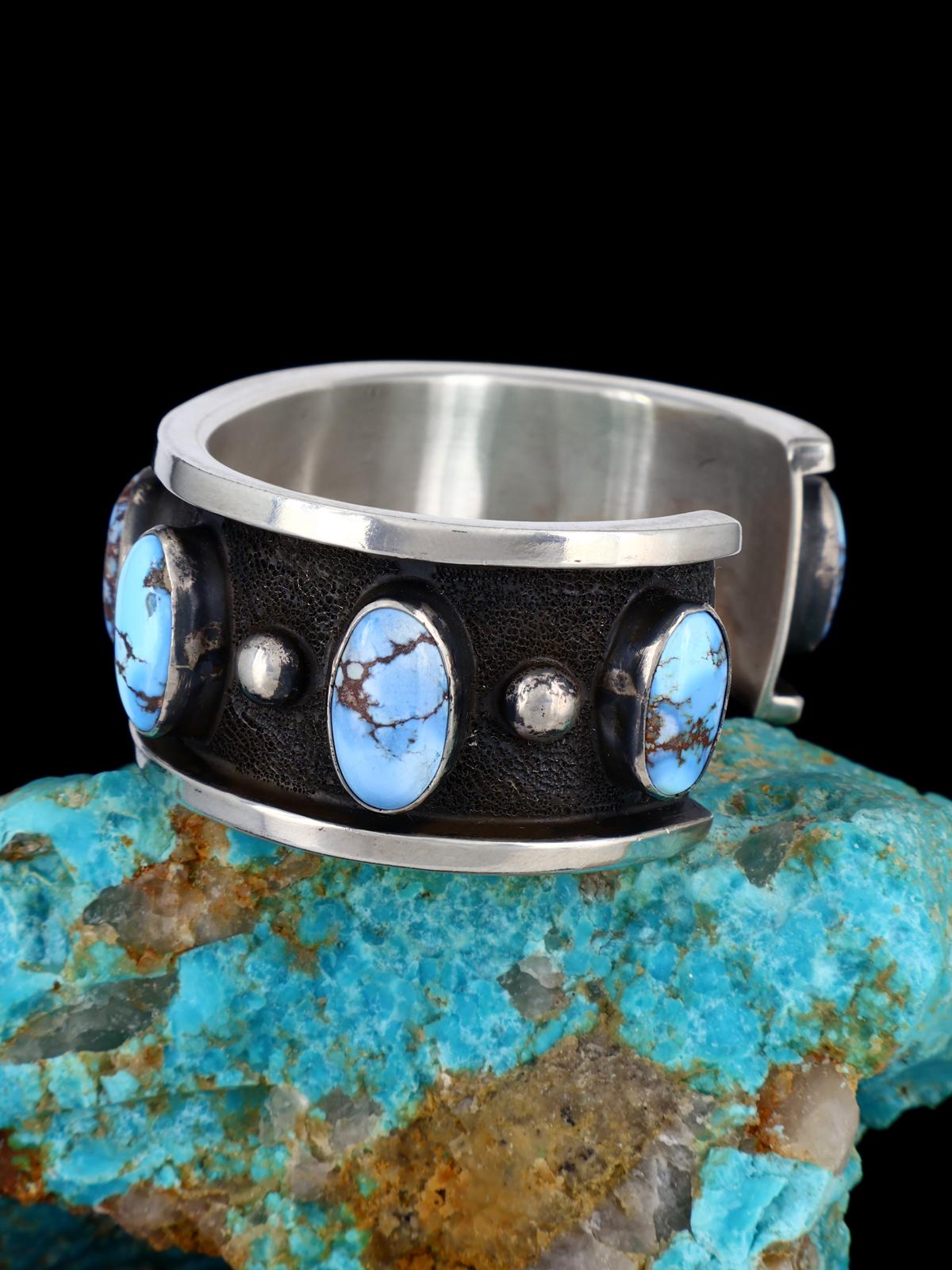 Native American Heavy Golden Hill Turquoise Cuff Bracelet