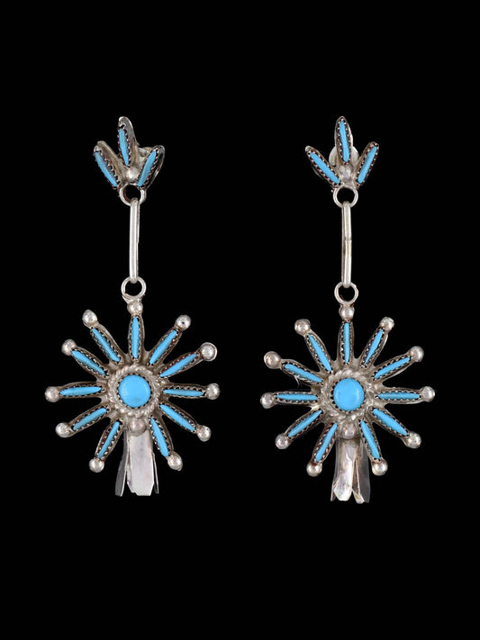 Zuni Inlay Jewelry Turquoise Post Earrings - PuebloDirect.com
