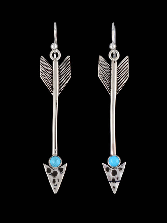 Native American Turquoise Dangle Arrow Earrings - PuebloDirect.com