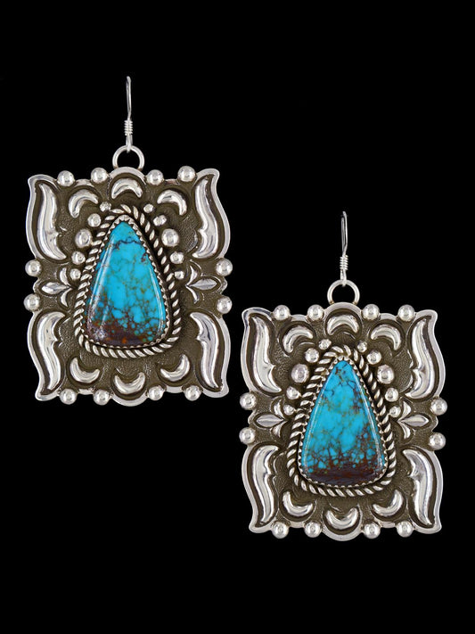 Navajo Egyptian Prince Turquoise Sterling Silver Earrings - PuebloDirect.com