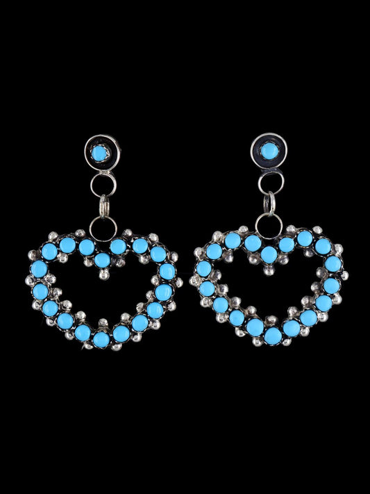 Native American Jewelry Turquoise Heart Zuni Post Earrings - PuebloDirect.com
