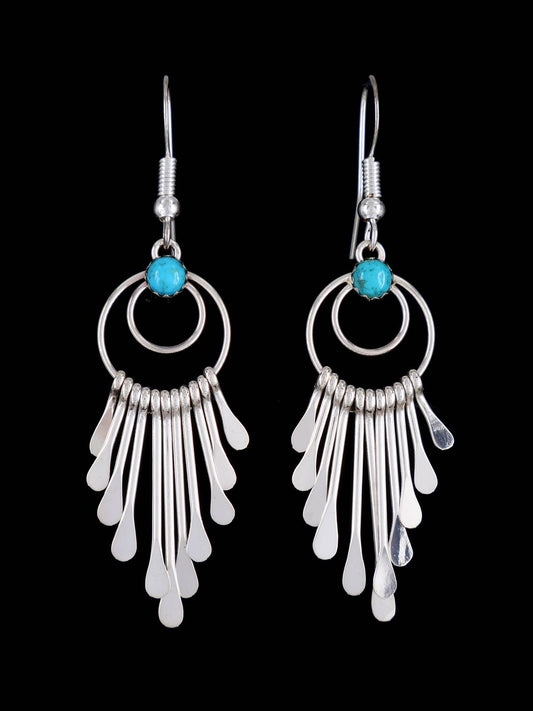 Navajo Sterling Silver Turquoise Waterfall Dangle Earrings - PuebloDirect.com