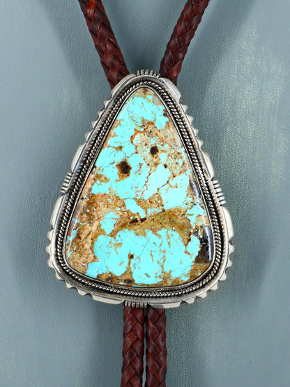 Native American Sterling Silver Natural Turquoise Bolo Tie