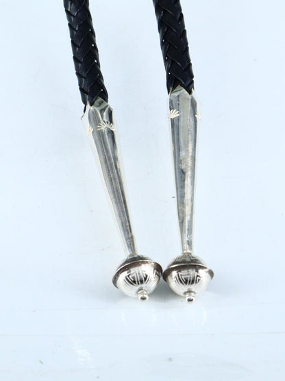 Native American Sterling Silver Blue Moon Turquoise Inlay Bolo Tie