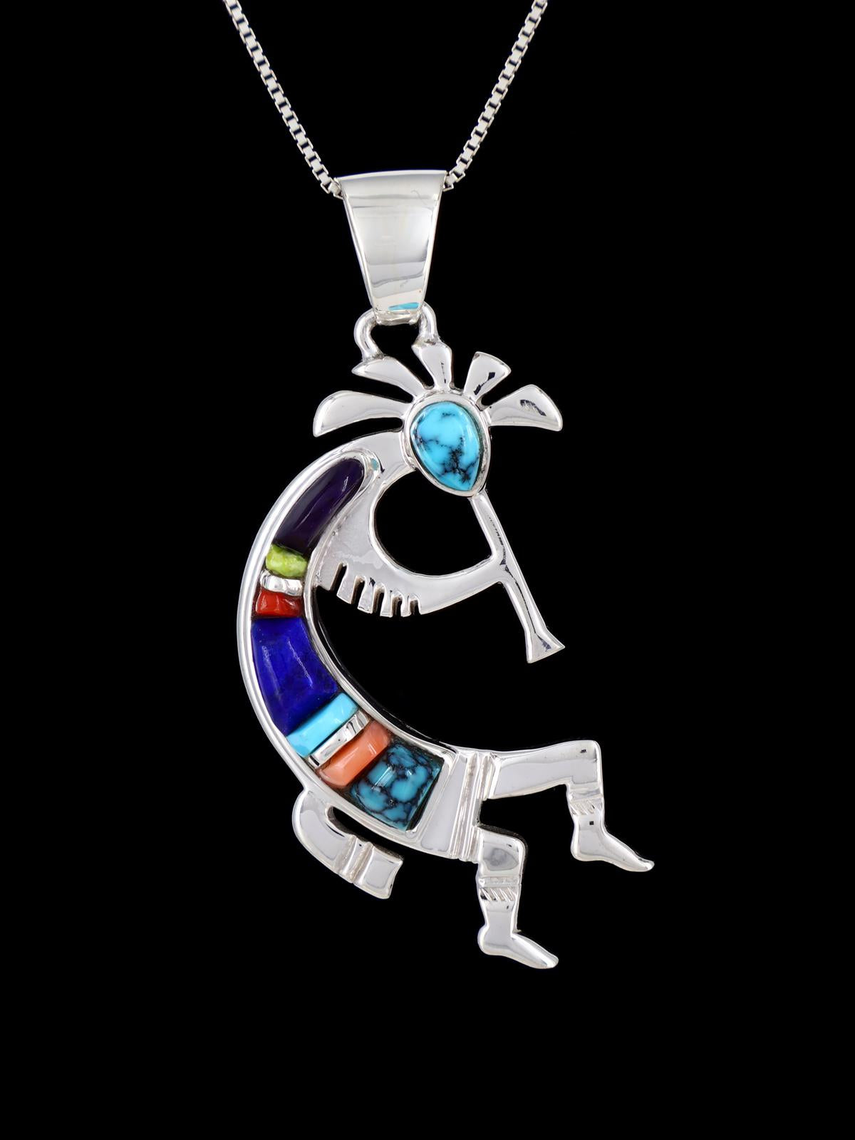 Navajo Cobblestone Inlay Kokopelli Pendant - PuebloDirect.com