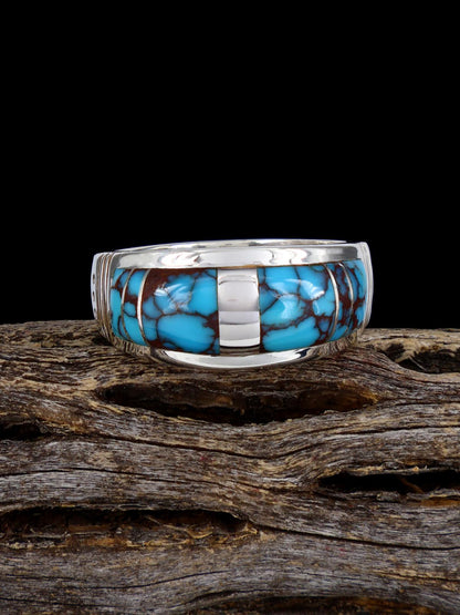 Turquoise Inlay Ring, Size 9 3/4 - PuebloDirect.com