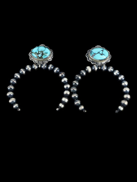 Native American Indian Jewelry Cloud Mountain Turquoise Naja Earrings - PuebloDirect.com