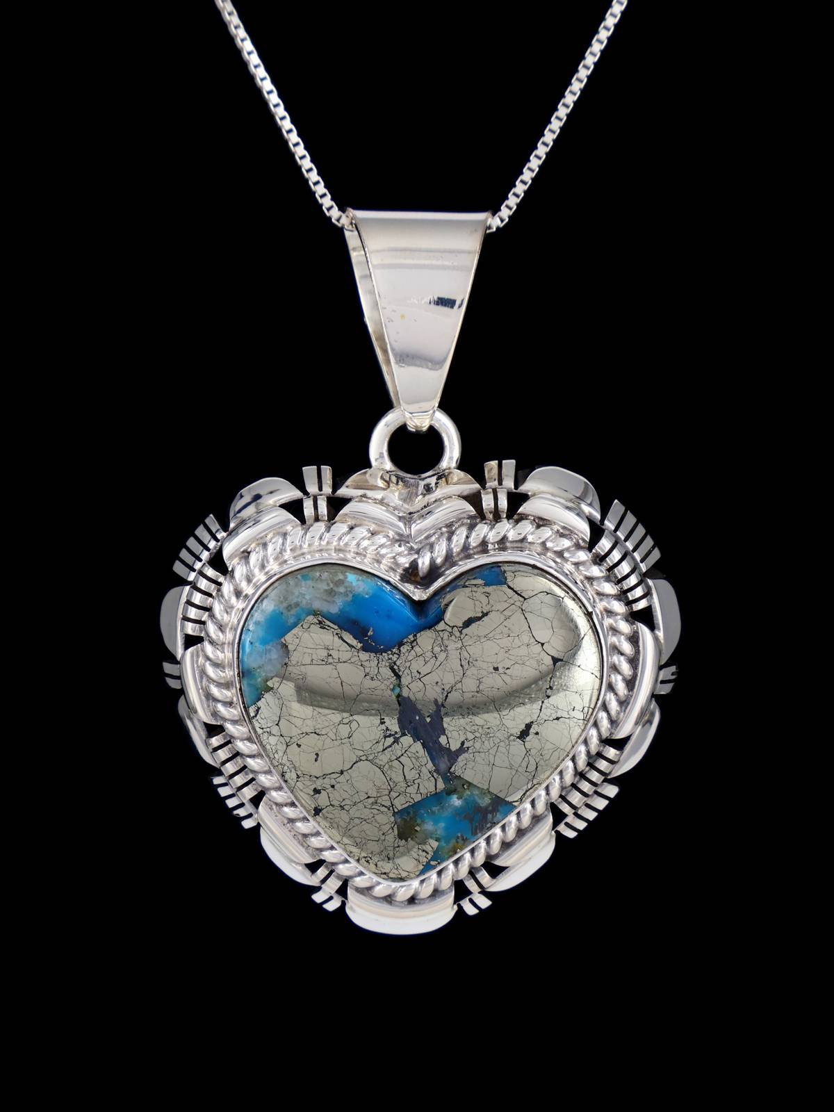 Native American Jewelry Turquoise Heart Pendant - PuebloDirect.com