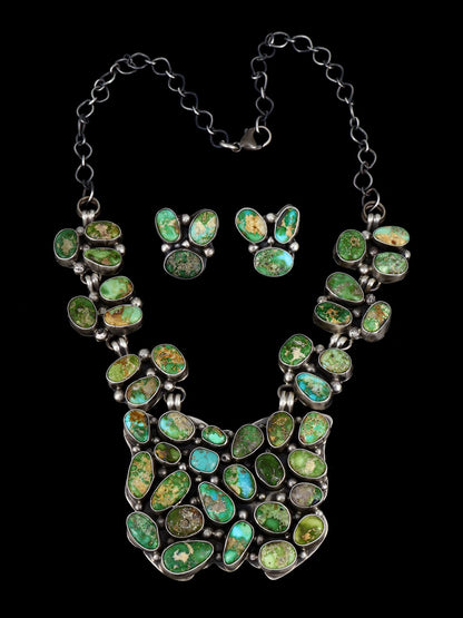 Native American Sterling Silver Sonoran Gold Turquoise Necklace Set - PuebloDirect.com