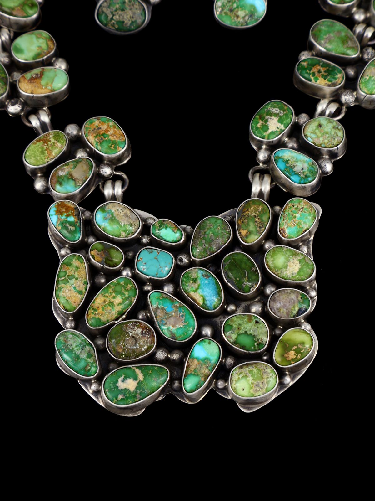 Native American Sterling Silver Sonoran Gold Turquoise Necklace Set - PuebloDirect.com