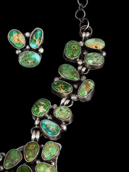 Native American Sterling Silver Sonoran Gold Turquoise Necklace Set - PuebloDirect.com