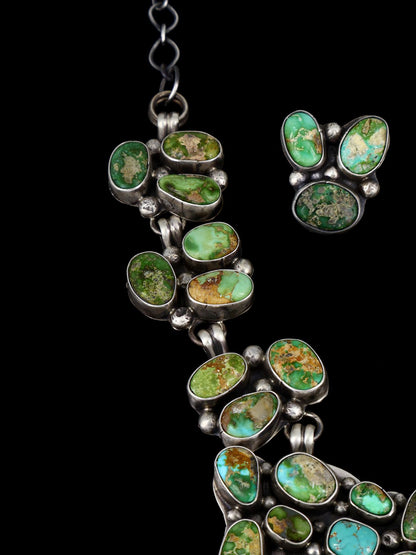 Native American Sterling Silver Sonoran Gold Turquoise Necklace Set - PuebloDirect.com