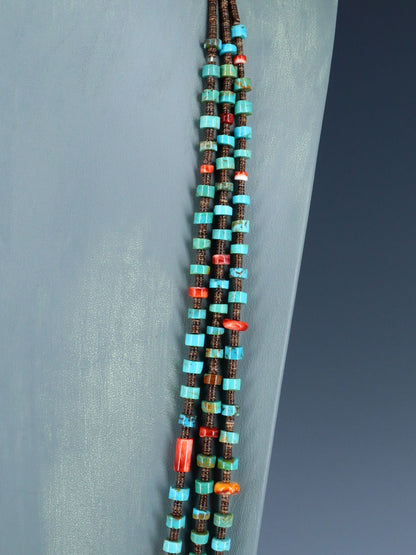 Native American Jewelry Turquoise and Spiny Oyster Necklace - PuebloDirect.com