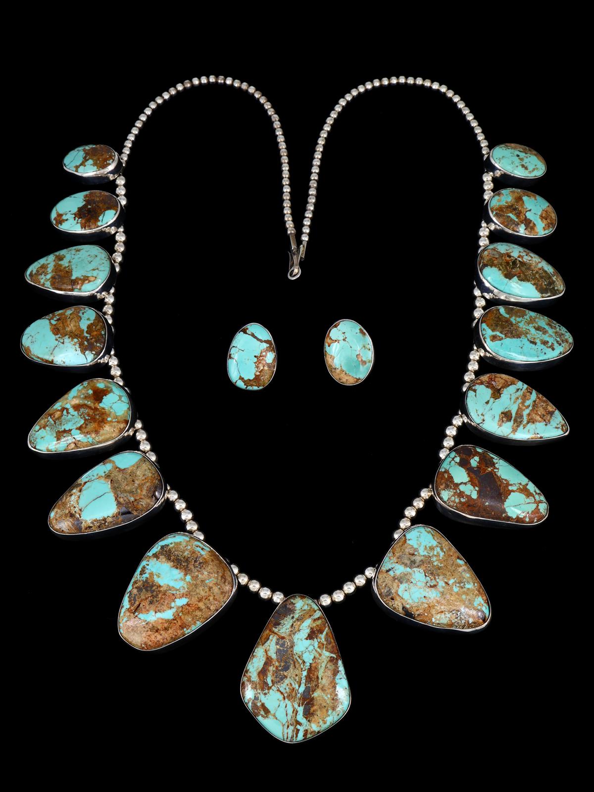 Native American Jewelry Boulder Turquoise Necklace Set - PuebloDirect.com