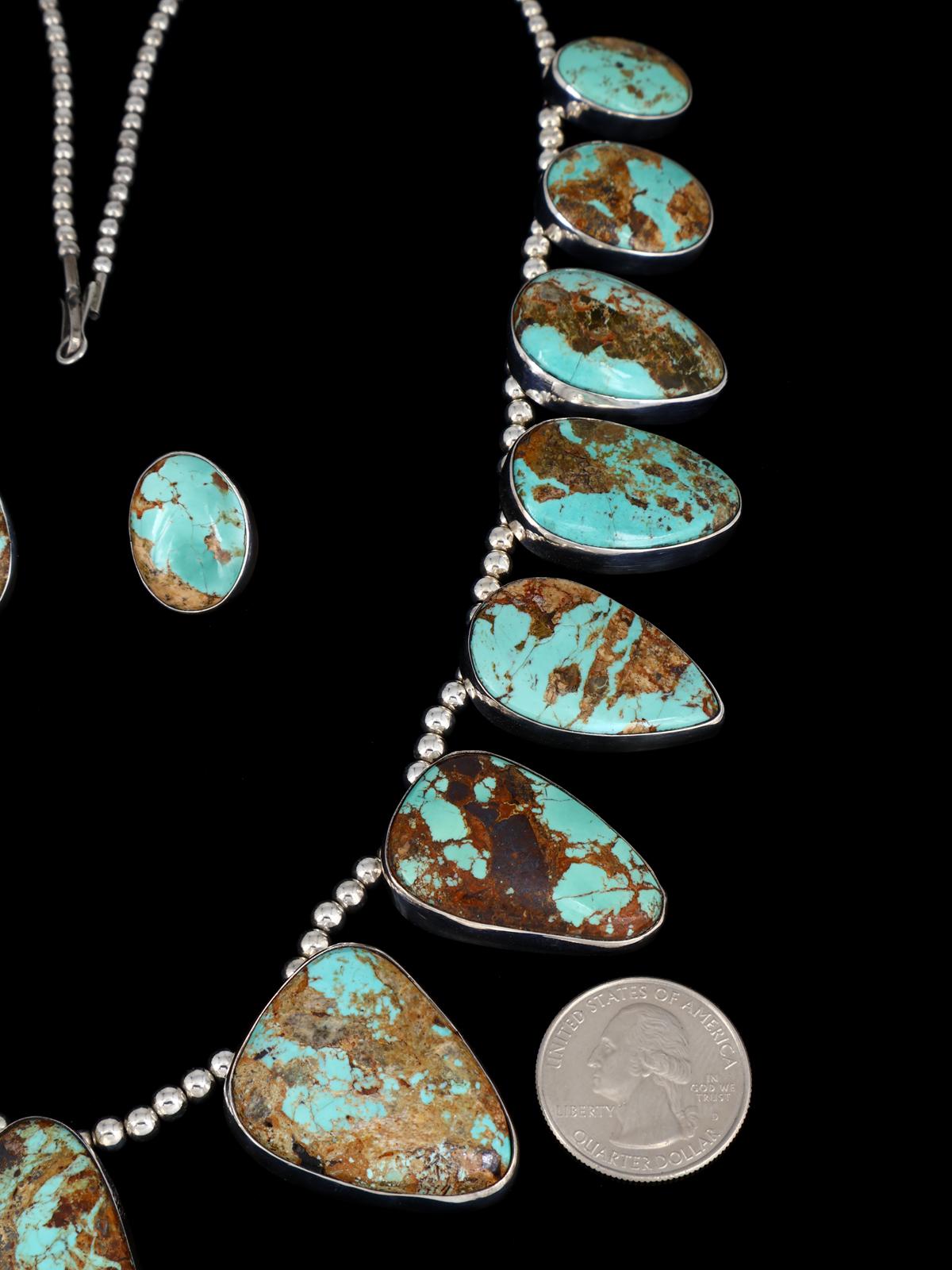 Native American Jewelry Boulder Turquoise Necklace Set - PuebloDirect.com