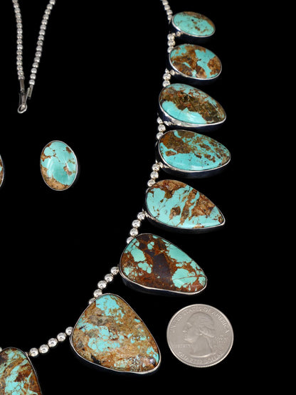 Native American Jewelry Boulder Turquoise Necklace Set - PuebloDirect.com