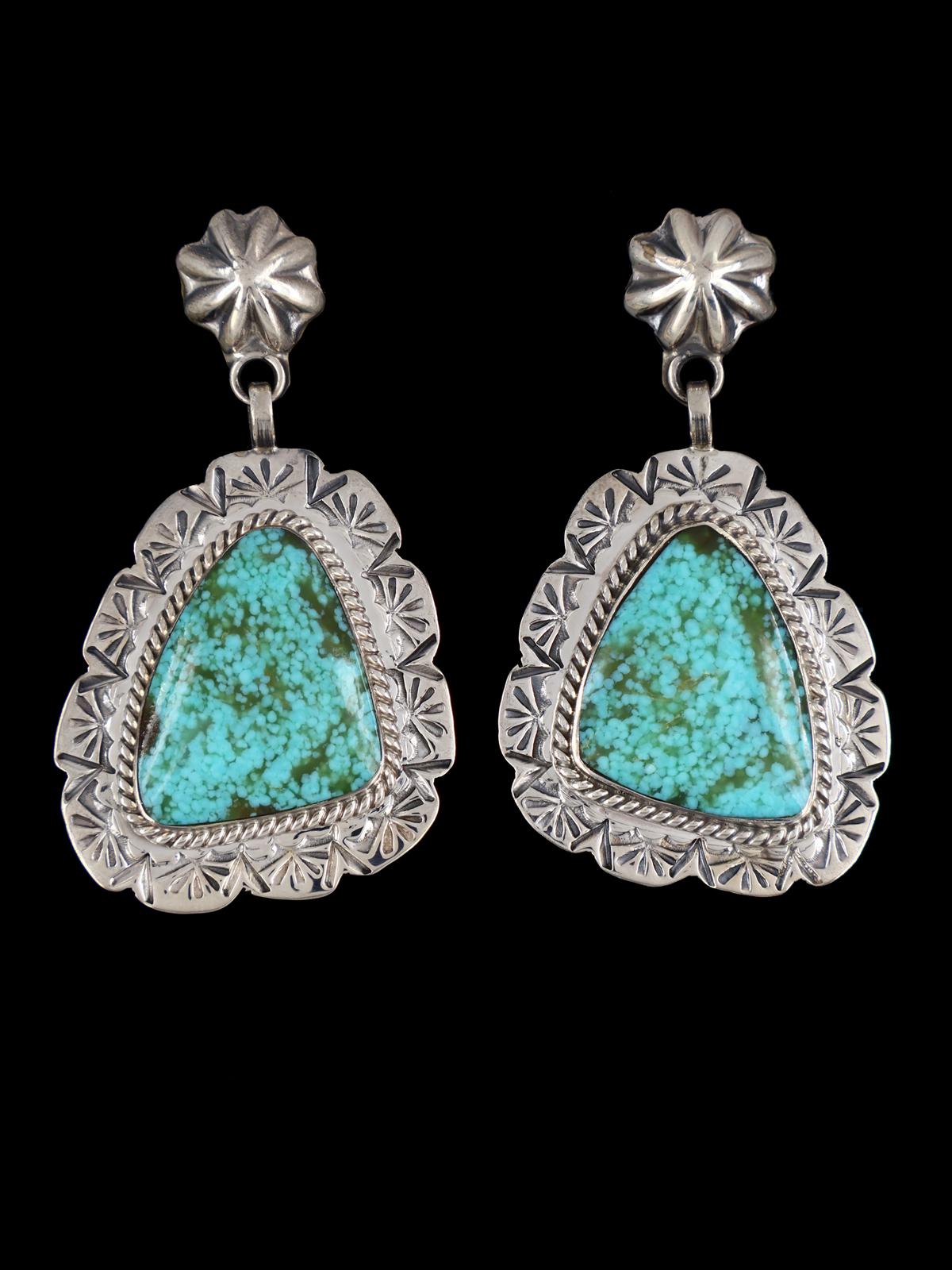 Navajo Turquoise Sterling Silver Post Earrings - PuebloDirect.com
