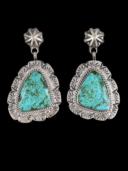 Navajo Turquoise Sterling Silver Post Earrings - PuebloDirect.com