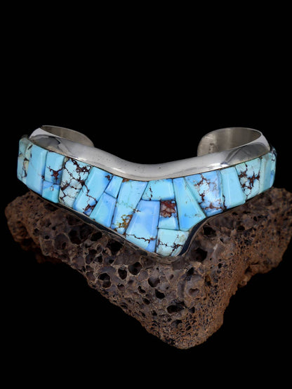 Native American Jewelry Golden Hill Turquoise Inlay Bracelet - PuebloDirect.com