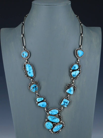 Native American Jewelry Kingman Turquoise Lariat Necklace Set - PuebloDirect.com