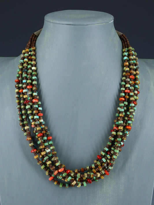 Native American Jewelry Turquoise and Spiny Oyster Necklace - PuebloDirect.com
