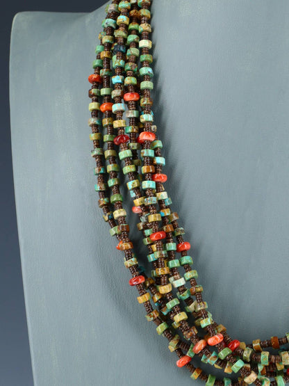 Native American Jewelry Turquoise and Spiny Oyster Necklace - PuebloDirect.com