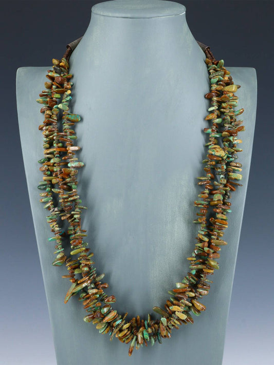 Native American Turquoise Three Strand Beaded Necklace - PuebloDirect.com
