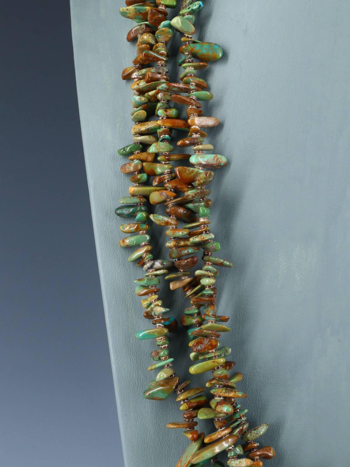 Native American Turquoise Three Strand Beaded Necklace - PuebloDirect.com