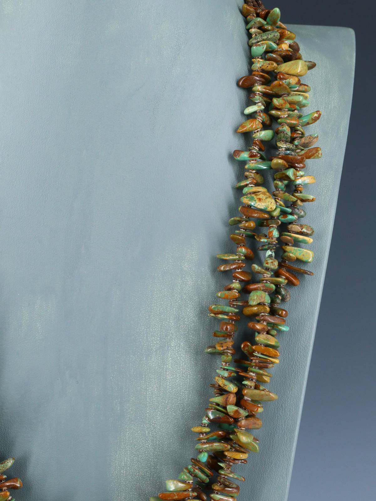 Native American Turquoise Three Strand Beaded Necklace - PuebloDirect.com