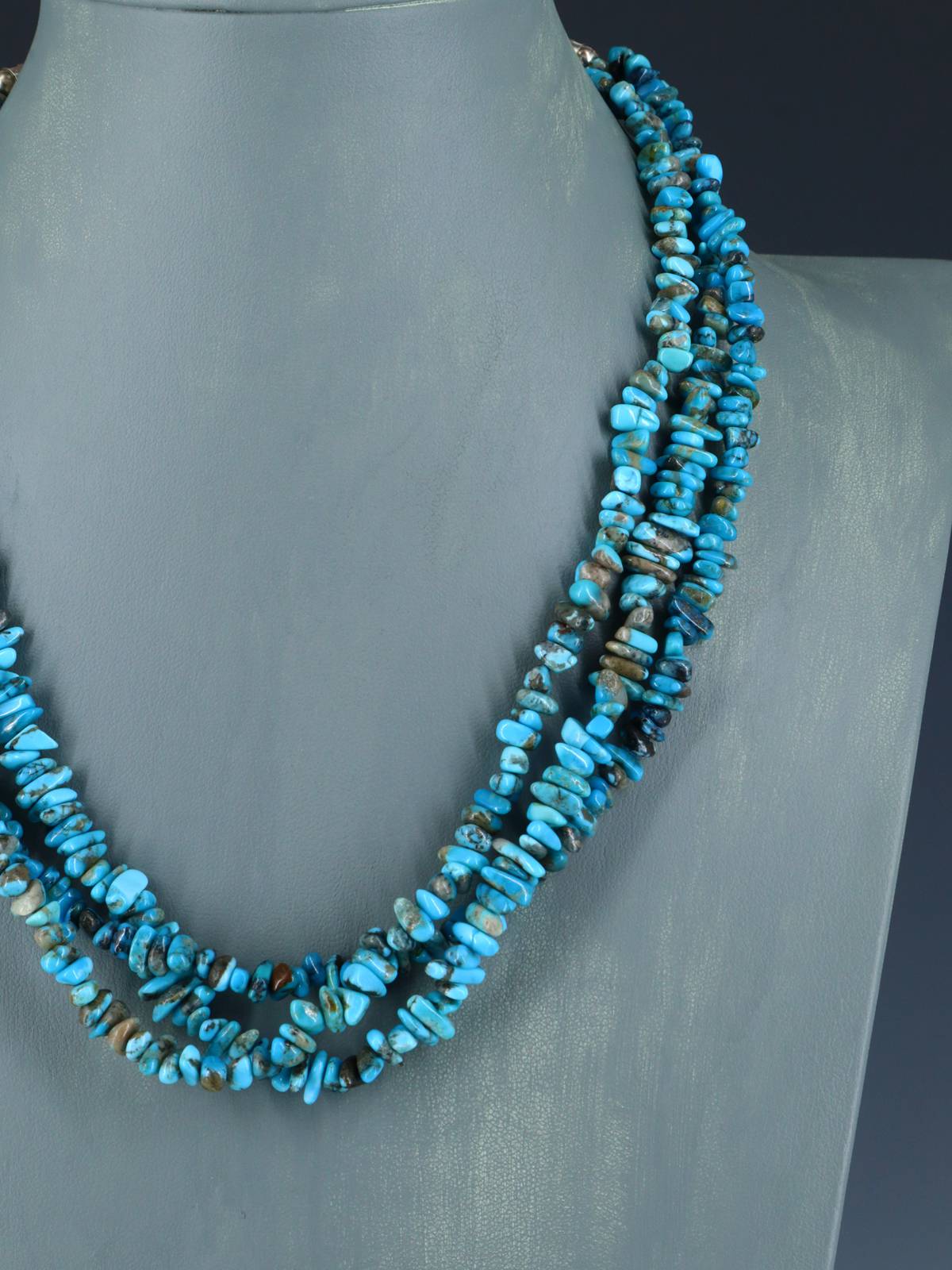 Native American Turquoise Triple Strand Necklace - PuebloDirect.com
