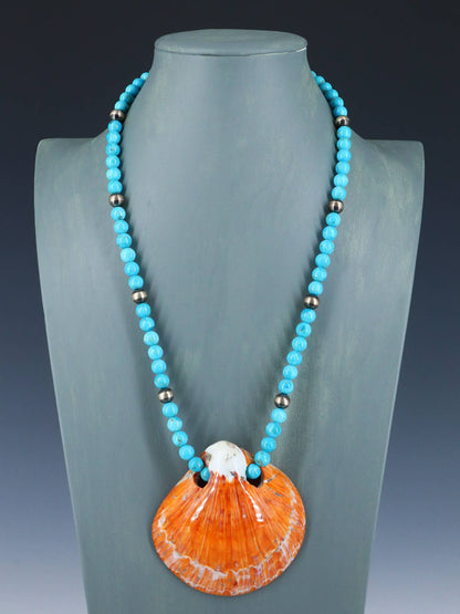 Native American Jewelry Santo Domingo Spiny Oyster Shell Necklace - PuebloDirect.com