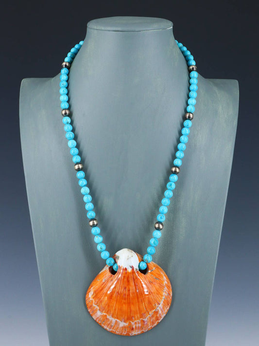 Native American Jewelry Santo Domingo Spiny Oyster Shell Necklace - PuebloDirect.com