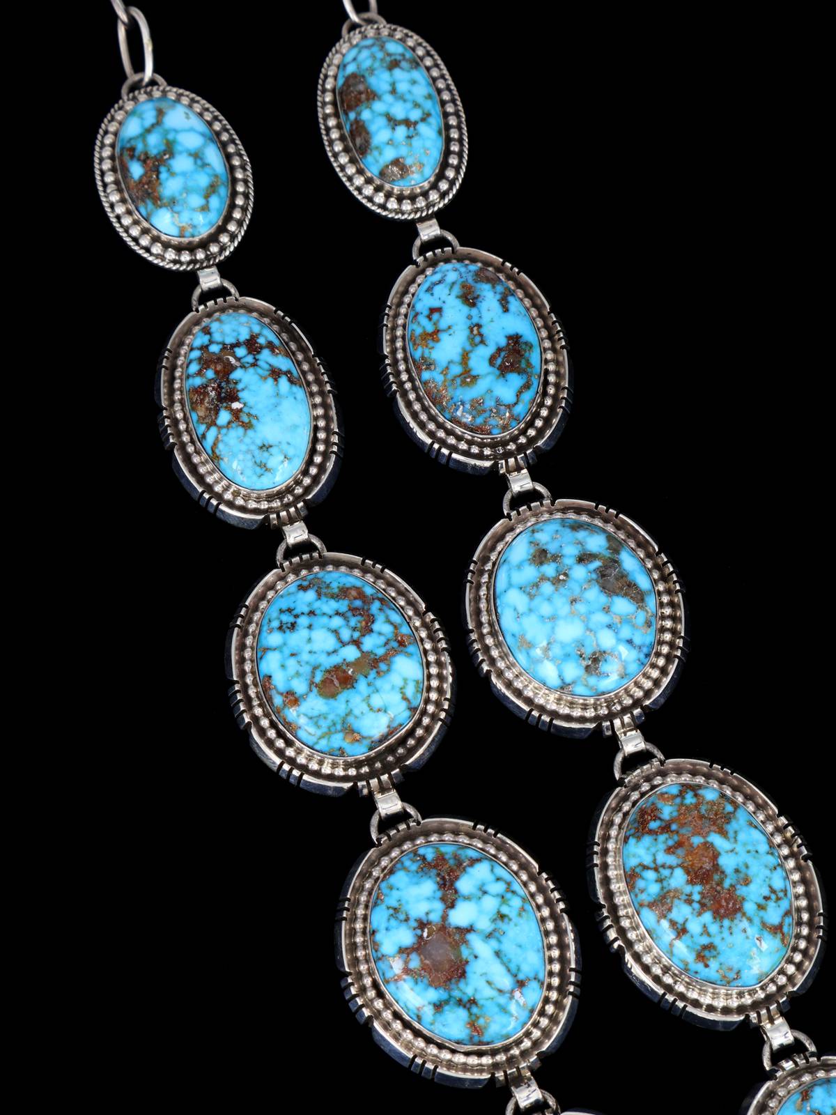 Native American Jewelry Sterling Silver Kingman Turquoise Lariat Necklace - PuebloDirect.com