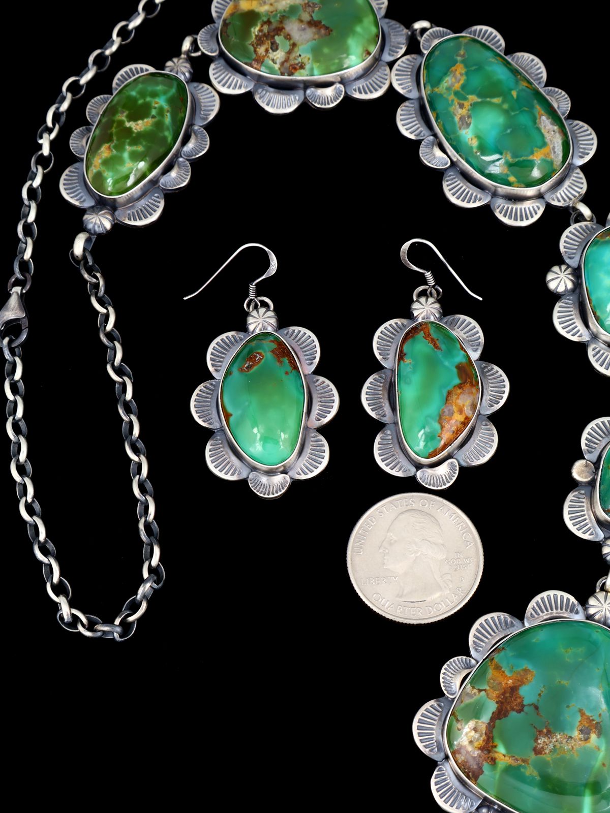 Navajo Sterling Silver Hardy Pit Kingman Turquoise Lariat Necklace - PuebloDirect.com