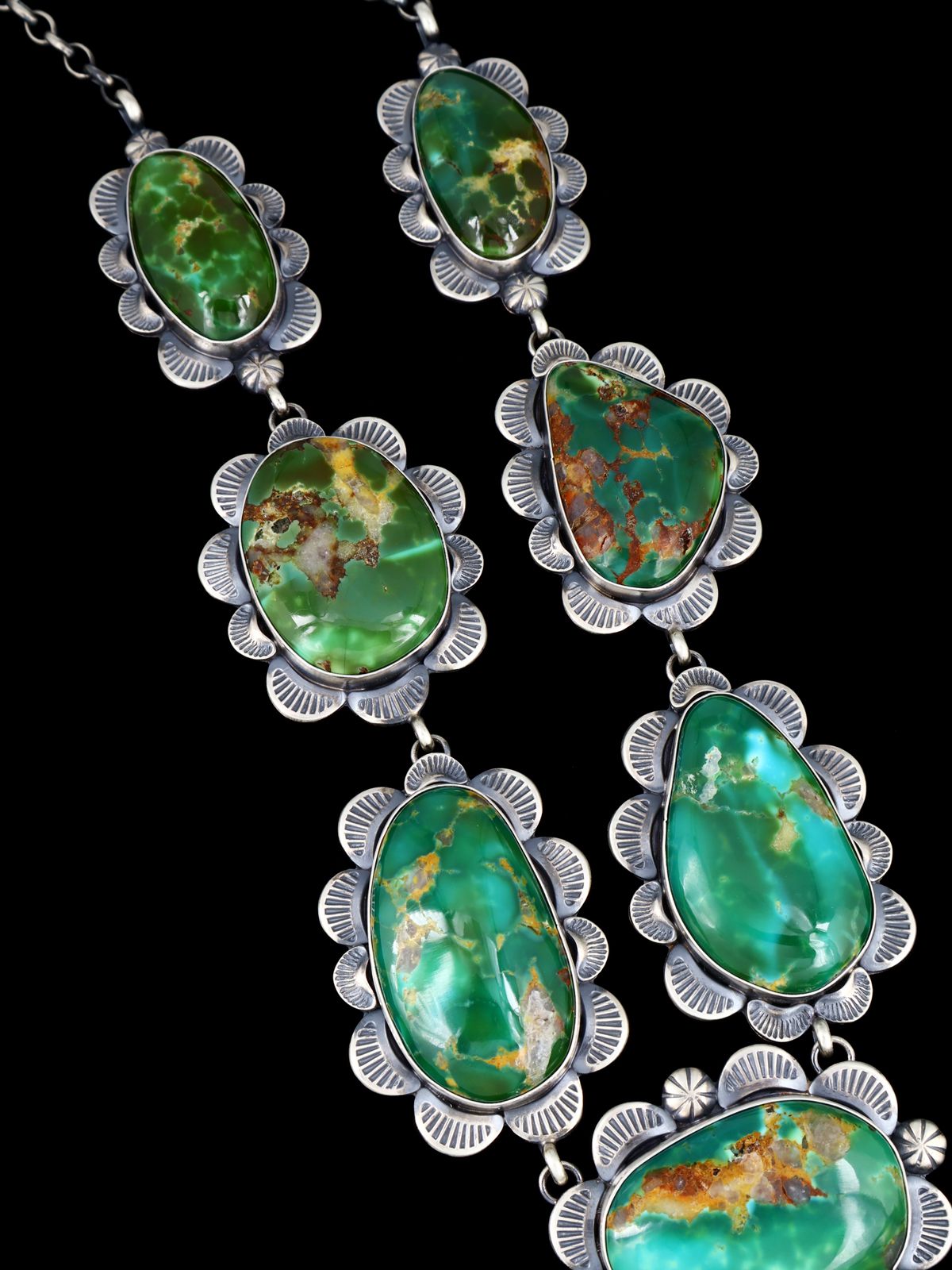 Navajo Sterling Silver Hardy Pit Kingman Turquoise Lariat Necklace - PuebloDirect.com