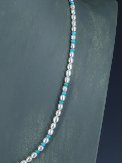 Native American Pearl and Turquoise Beaded Necklace - PuebloDirect.com