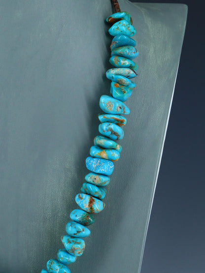 24" Navajo Single Strand Chunky Turquoise Necklace - PuebloDirect.com
