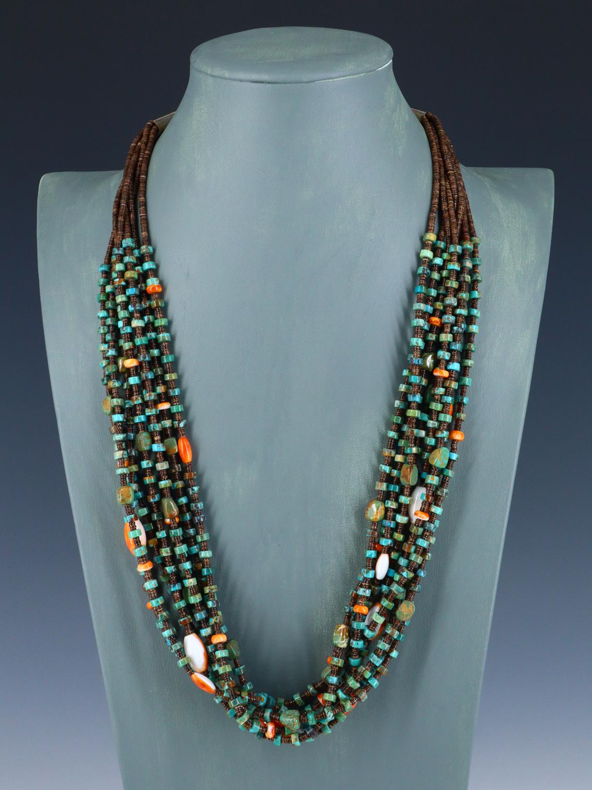 Native American Jewelry Turquoise and Spiny Oyster Necklace - PuebloDirect.com