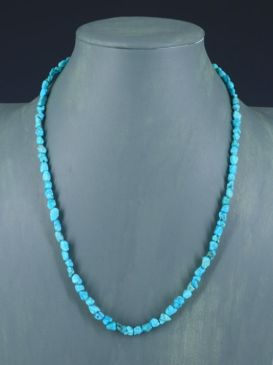 Navajo 21" Single Strand Sleeping Beauty Turquoise Necklace - PuebloDirect.com