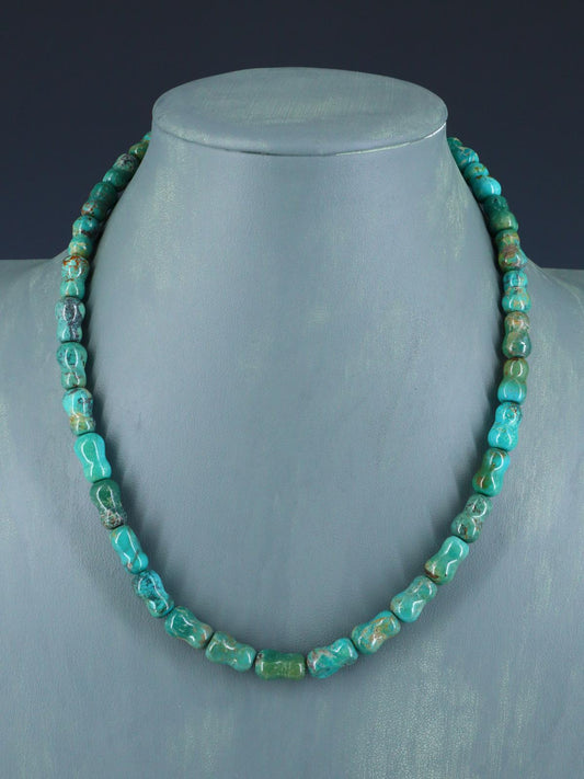 18" Turquoise Bone Beads Necklace - PuebloDirect.com