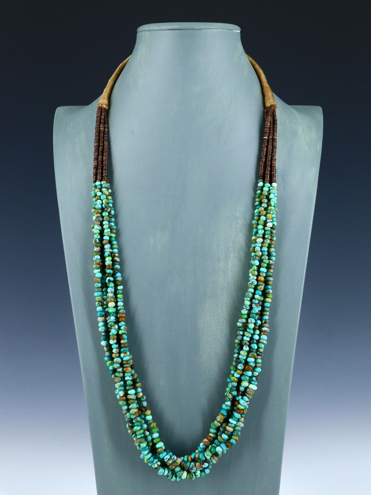Navajo Five Strand Natural Carico Lake Turquoise Necklace