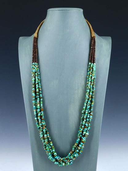 Navajo Five Strand Natural Carico Lake Turquoise Necklace