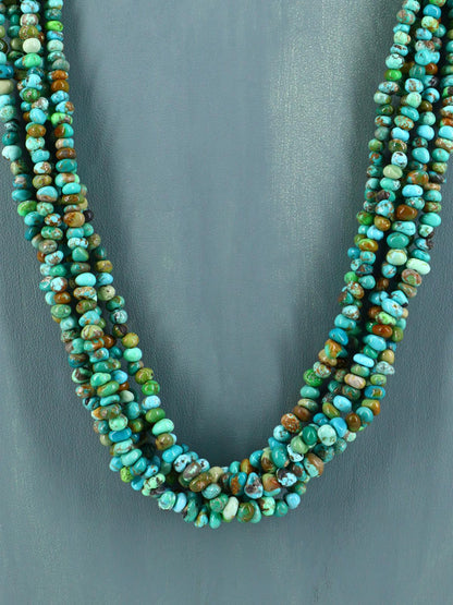 Navajo Five Strand Natural Carico Lake Turquoise Necklace