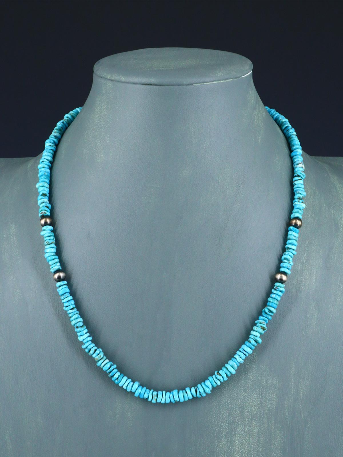 19" Native American Jewelry Single Strand Turquoise Necklace