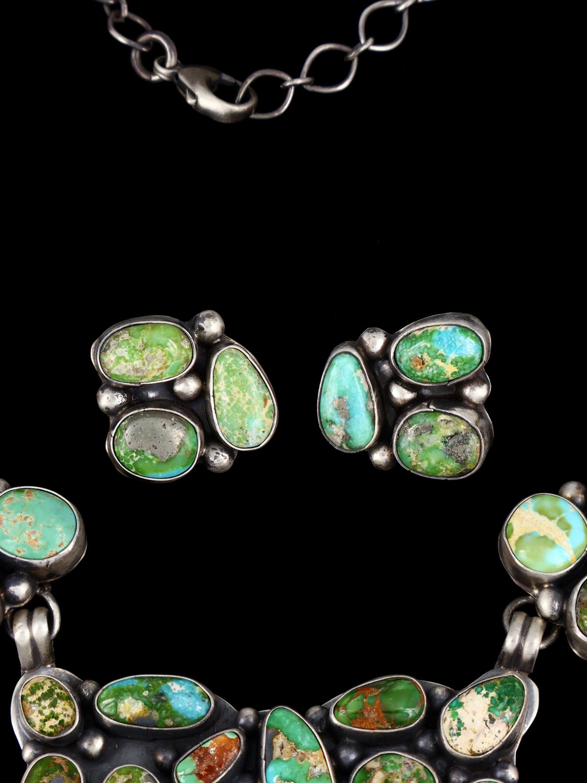 Native American Sterling Silver Sonoran Gold Turquoise Necklace Set